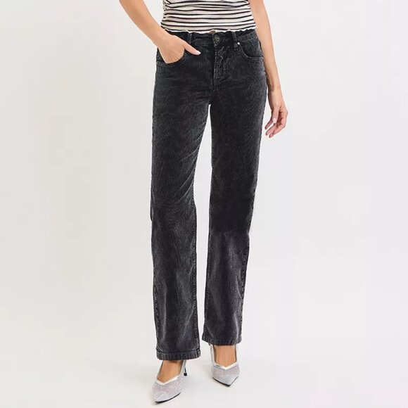 RISEN Tummy Control Mid Rise Straight Leg Corduroy Pants - Picture 1 of 6